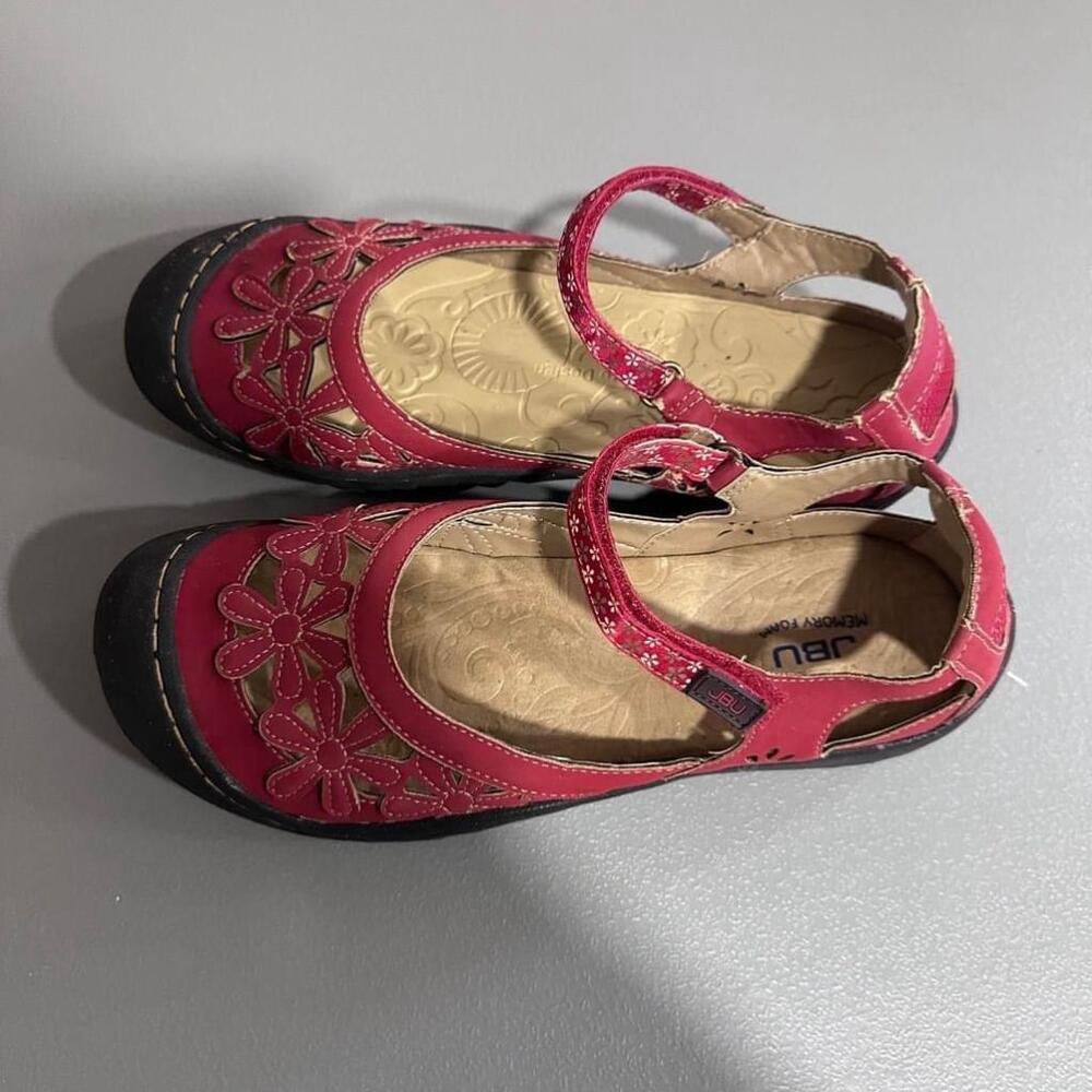 Women's JBU Red Leather Mary Jane Shoes Size 10M